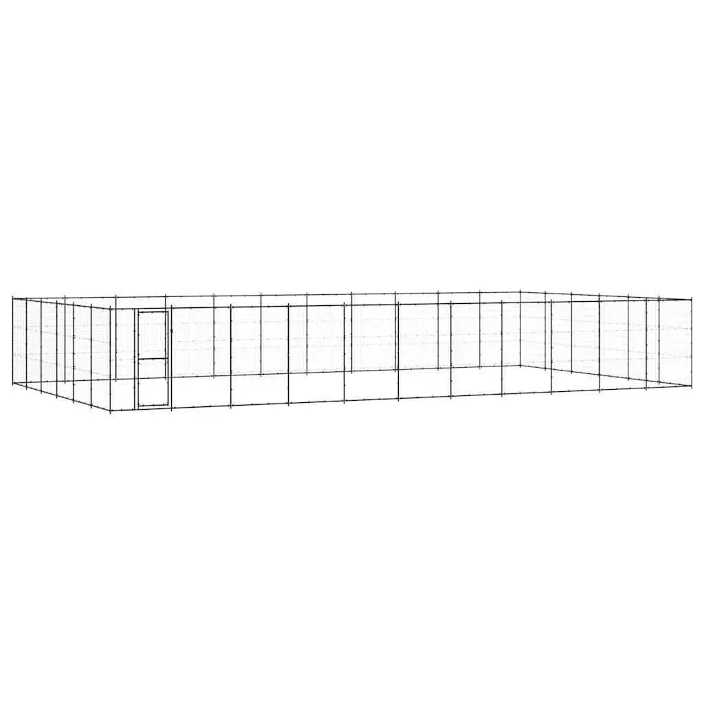 Dog Kennel Outdoor Exercise Pen Steel Mesh Lockable Door Black 79.86 m²
