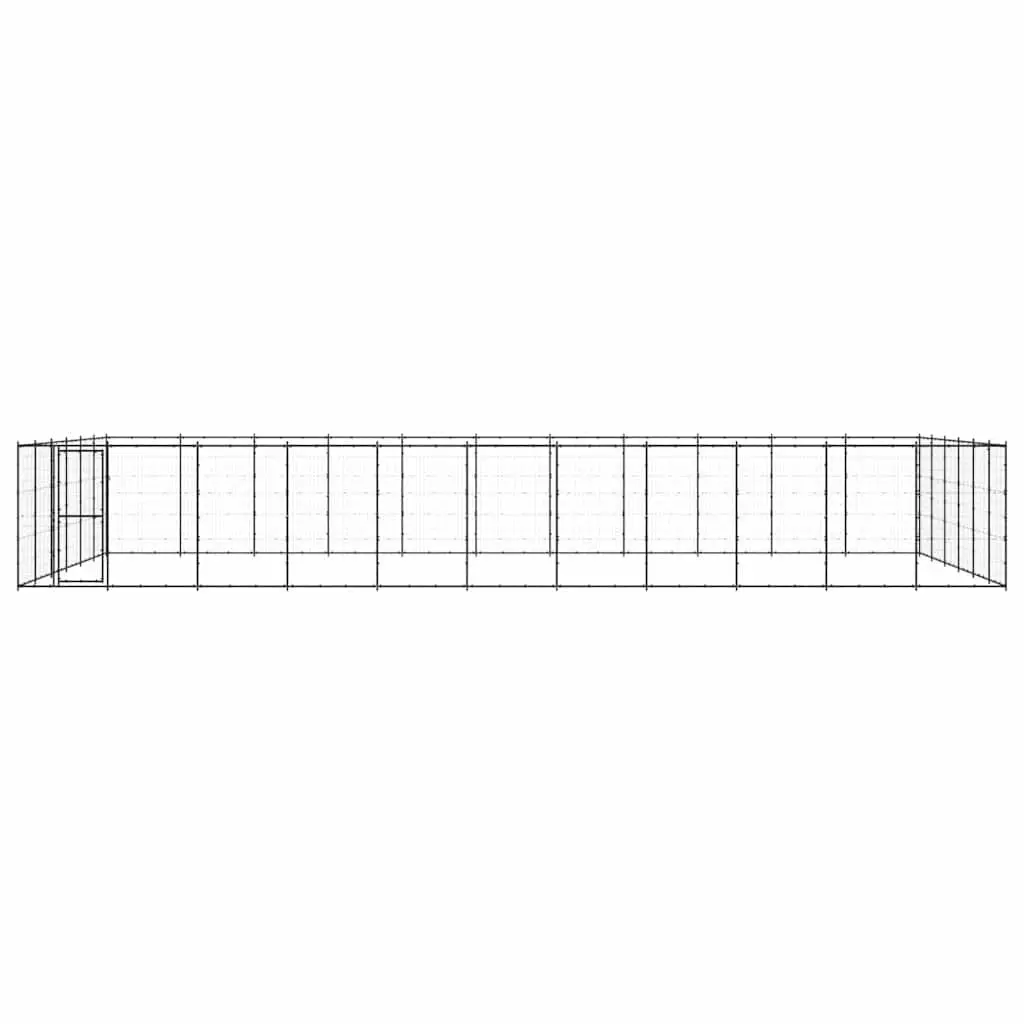 Dog Kennel Outdoor Exercise Pen Steel Mesh Lockable Door Black 79.86 m²