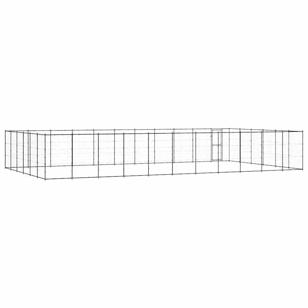 Dog Kennel Outdoor Exercise Pen Steel Mesh Lockable Door Black 79.86 m²