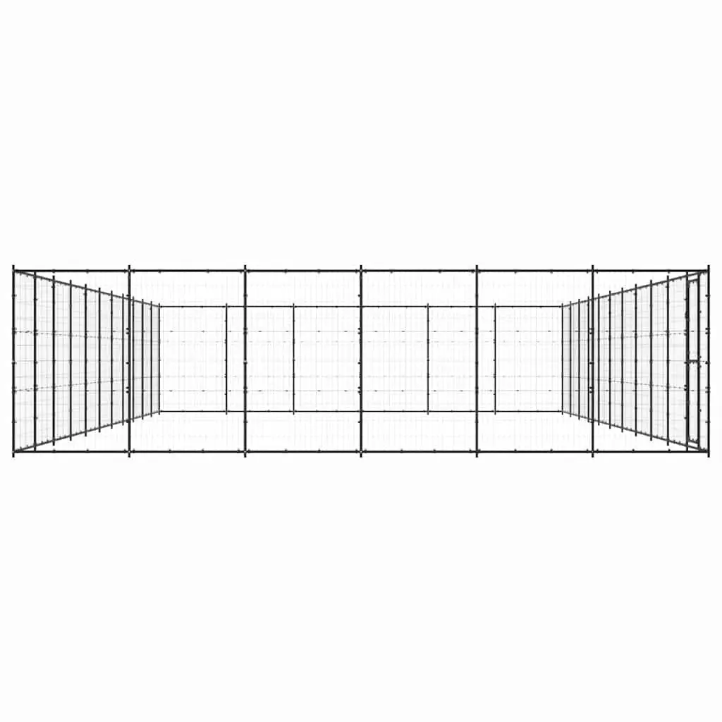 Dog Kennel Outdoor Exercise Pen Steel Mesh Lockable Door Black 79.86 m²