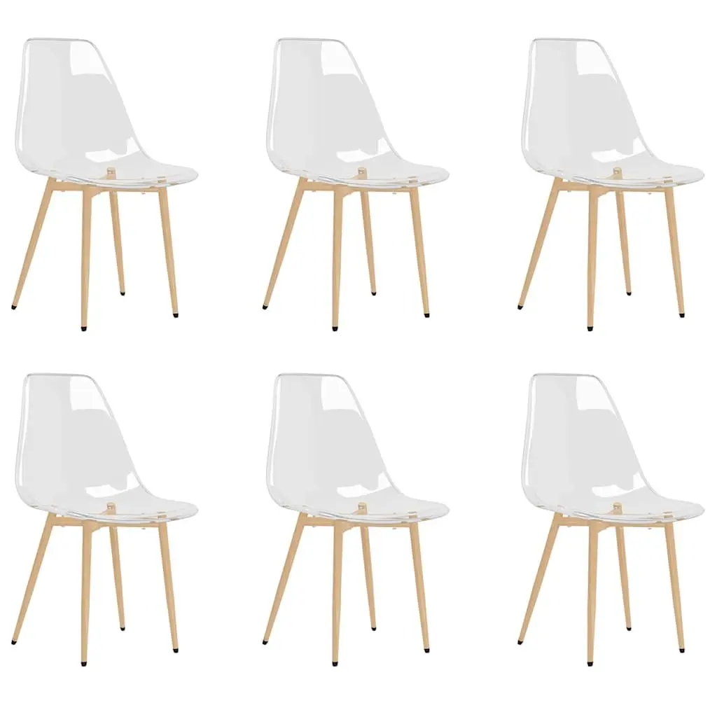 Transparent Dining Chairs Kitchen Ergonomic Curved Backrest 6 Piece