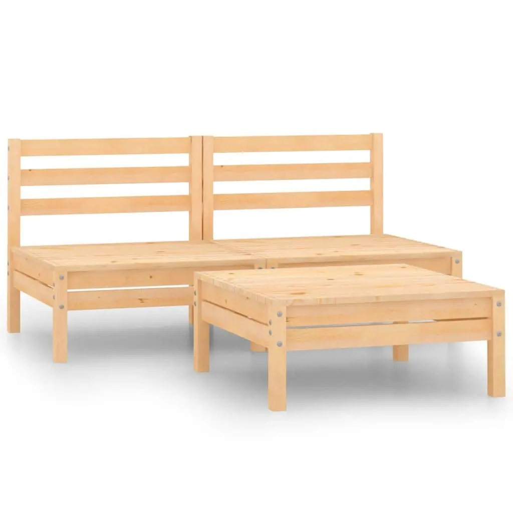 3 Piece Garden Lounge Set Outdoor Furniture Solid Wood Patio Seating Brown