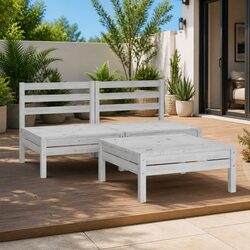 3 Piece Modular Garden Lounge Set in Solid Pinewood
