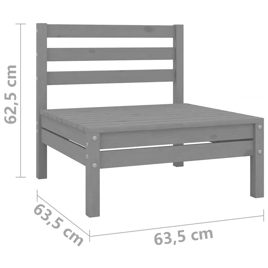 Garden Lounge Set 3 Piece Grey Solid Pinewood Outdoor Furniture Modular