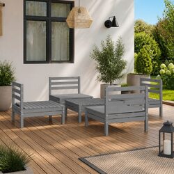 Reliable 5 Piece Garden Lounge Set with Solid Pinewood
