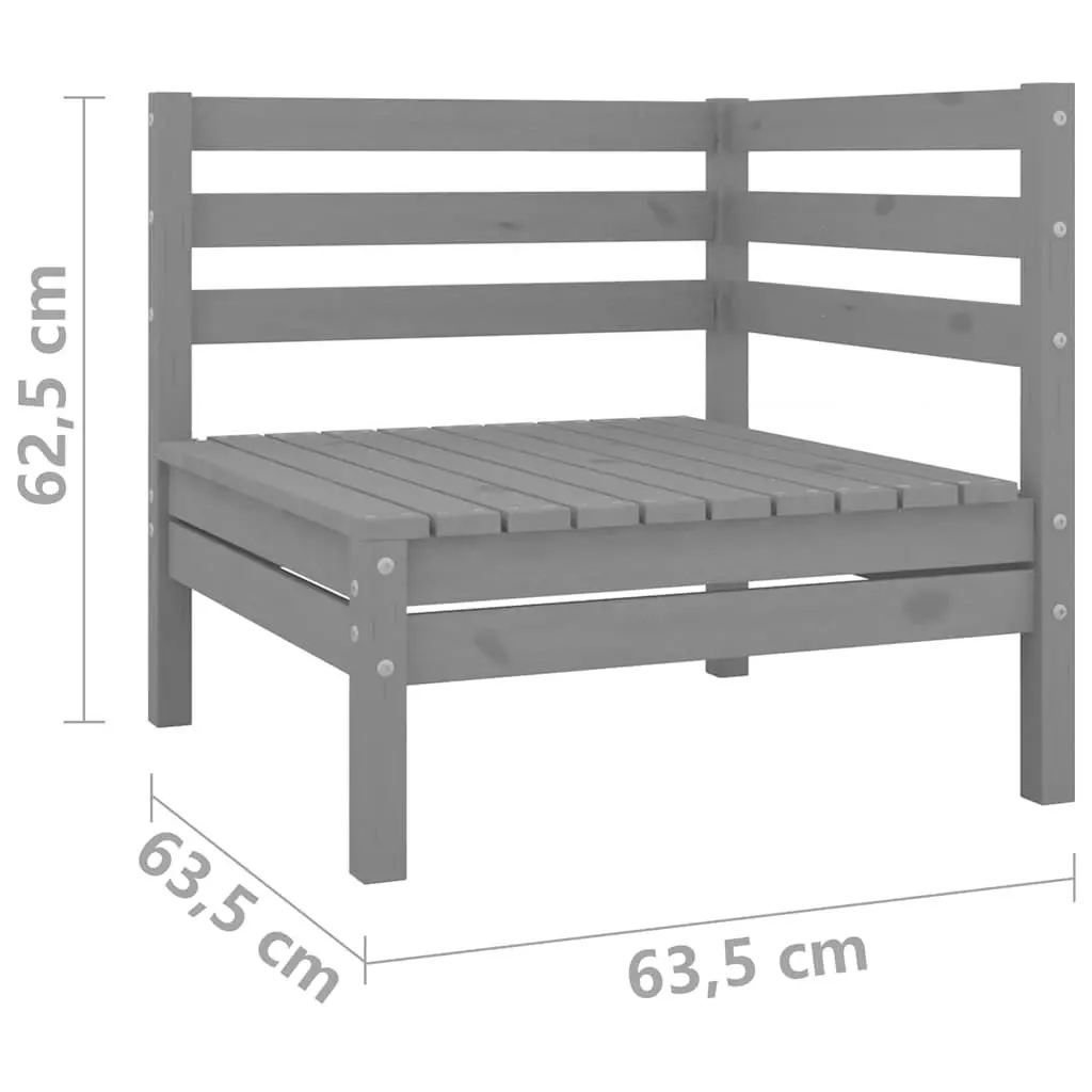 Outdoor Garden Lounge Set Modular Seating 3 Piece Grey Pinewood
