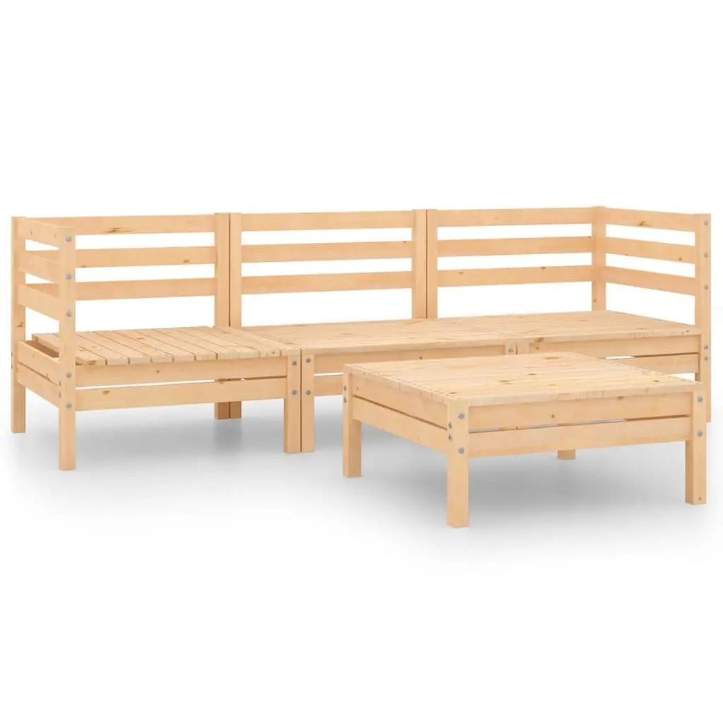 4 Piece Garden Lounge Set Solid Pinewood Brown Outdoor Furniture Modular
