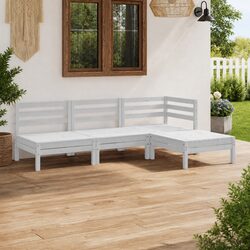 Garden Lounge Set 4 Piece Wooden Outdoor Patio Sofa Furniture White