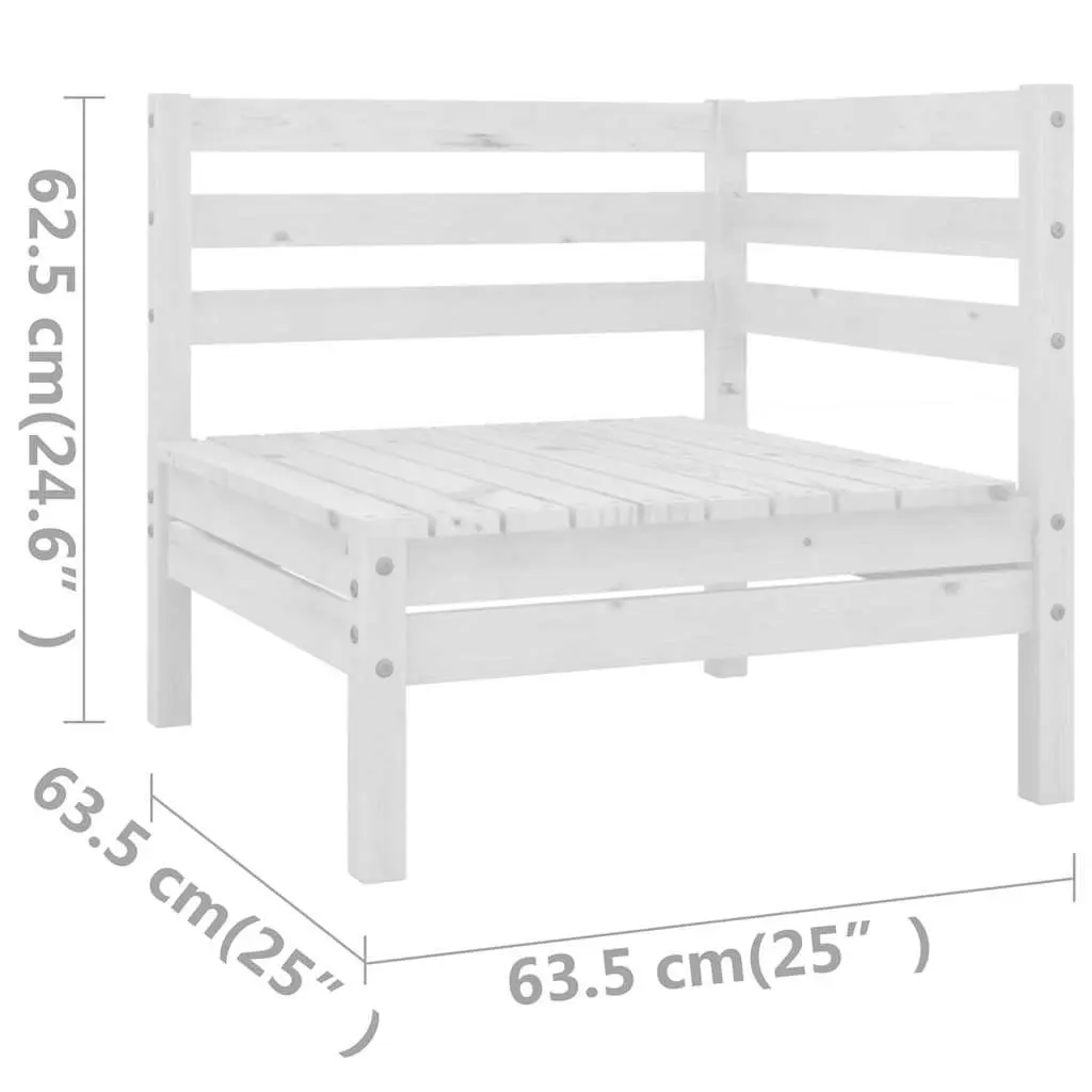 5 Piece Garden Lounge Set Solid Wood White Modular Outdoor Furniture