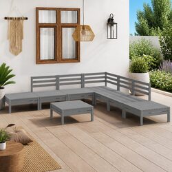 Reliable 8 Piece Wooden Patio Lounge Set in Grey