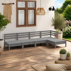 Grey Wooden 5 Piece Garden Lounge Set - Practical and Stylish