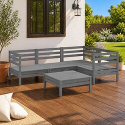 Comfortable 5 Piece Pinewood Lounge Set for Your Outdoors