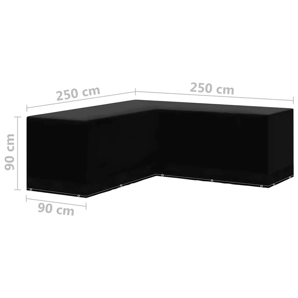 Garden Furniture Cover L-Shaped Protector 250x250x90 cm Black 2 Piece