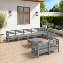 Durable and Stylish 9 Piece Grey Garden Lounge Set