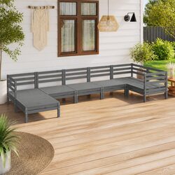 7 Piece Outdoor Lounge Set in Solid Pinewood for Your Home