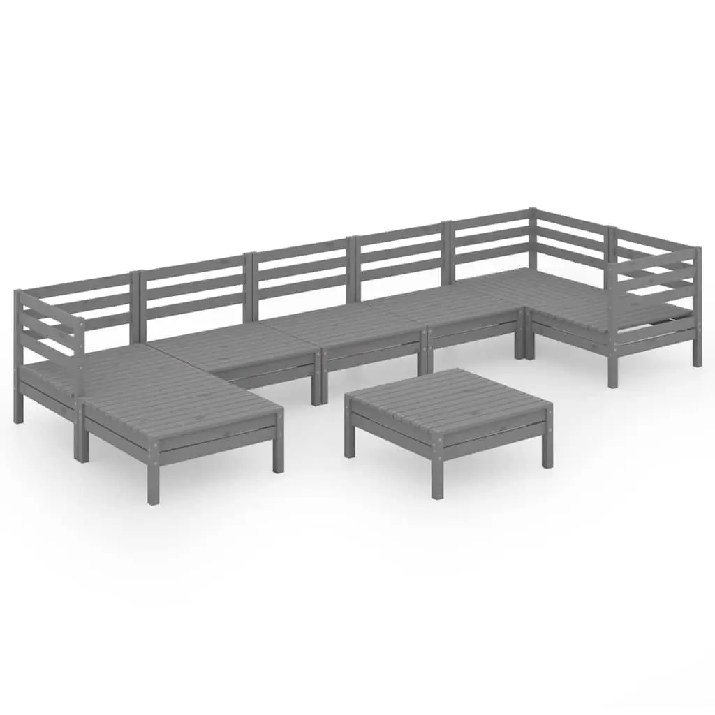 8 Piece Wooden Garden Lounge Set Outdoor Patio Sofa Modular Grey