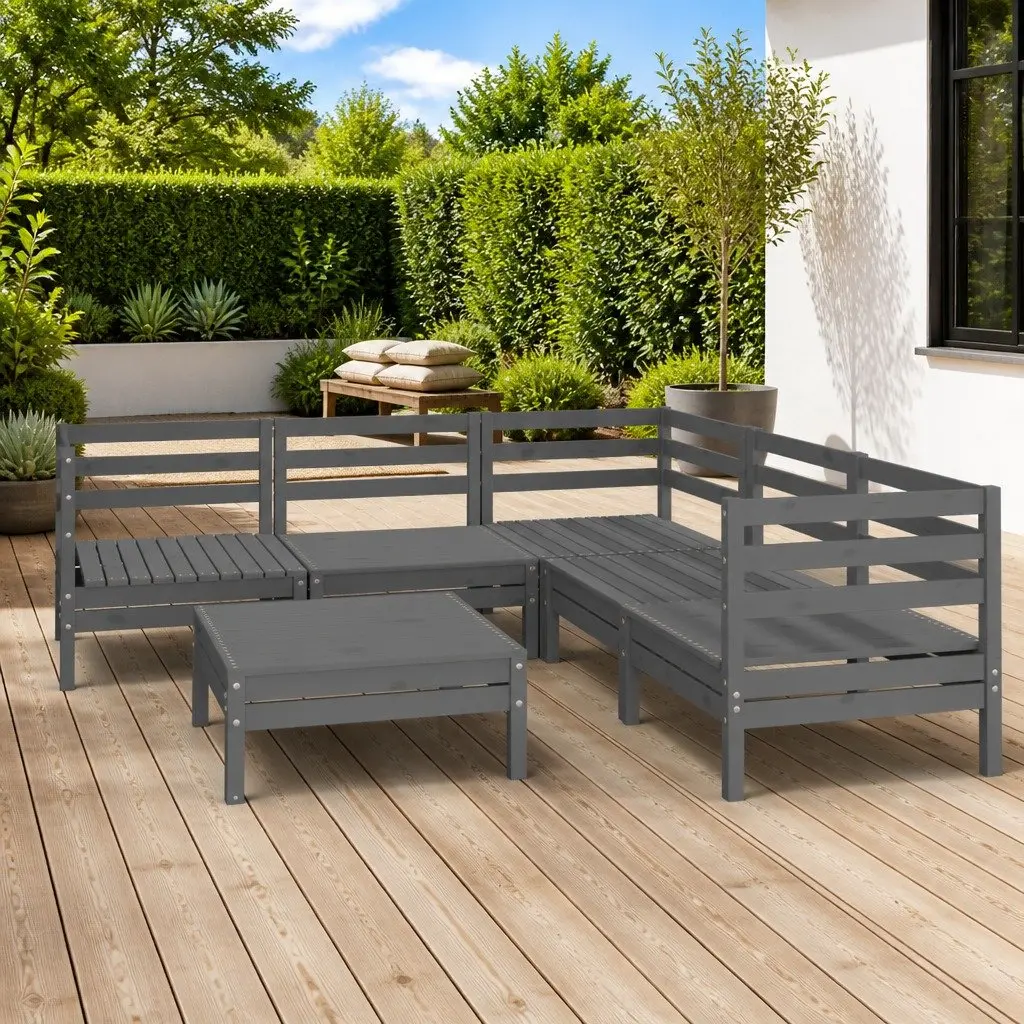 6 Piece Garden Lounge Set in Grey