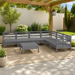 Practical 7 Piece Grey Lounge Set for Outdoor Use