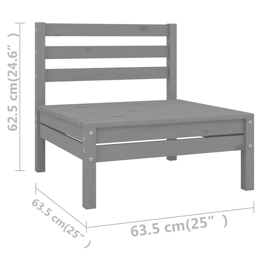Garden Lounge Set Grey 11 Piece Wooden Patio Sofa Modular Outdoor Furniture