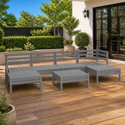 Comfortable 7 Piece Grey Garden Lounge Set with Practical Design