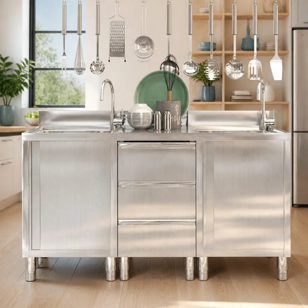 3-Piece Stainless Steel Kitchen Cabinet Set