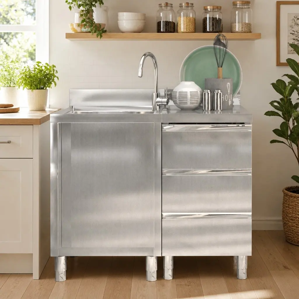 Commercial Kitchen Storage Cabinet Stainless Steel 2pcs Food Service Restaurant