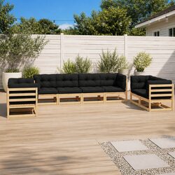 Comfortable 8-Piece Pinewood Lounge Set for Outdoors