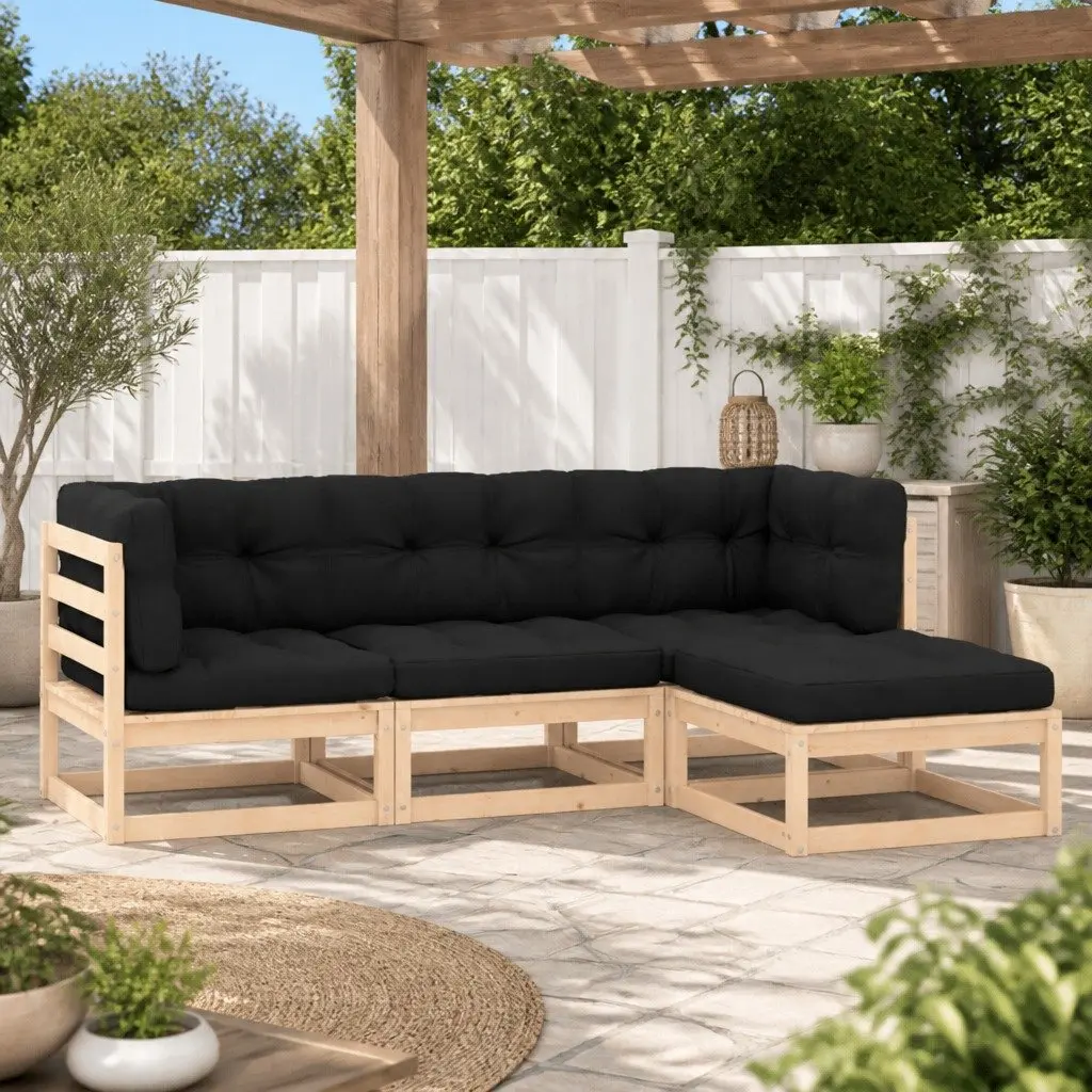 4 Piece Garden Lounge Set Cushions Solid Pinewood Anthracite Outdoor Sofa