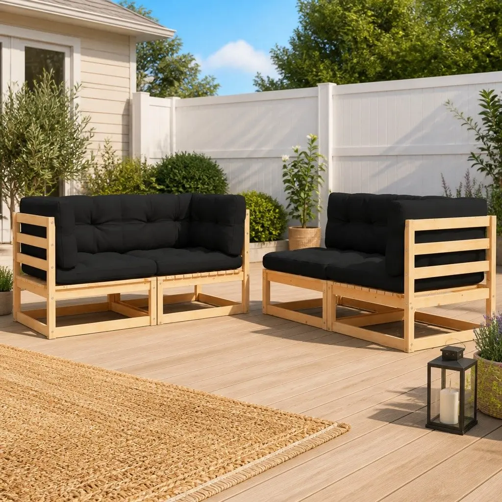Garden Lounge Set 4 Piece Outdoor Furniture Solid Pinewood Anthracite