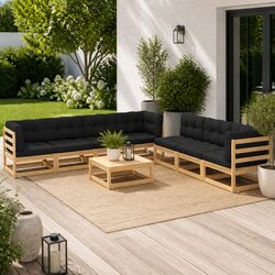 Comfortable 8 Piece Garden Lounge Set with Cushions
