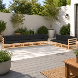 8 Piece Garden Lounge Set with Cushions Solid Pinewood Anthracite Outdoor