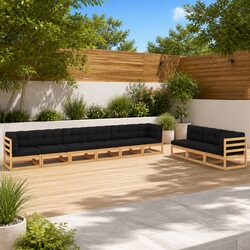 Reliable 9 Piece Garden Lounge Set with Comfortable Cushions