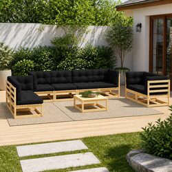 Quality 9 Piece Garden Lounge Set with Cushions