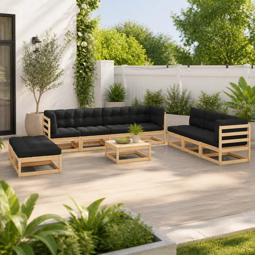 10-Piece Garden Lounge Set with Solid Build