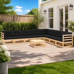 Comfortable 9 Piece Garden Lounge Set with Cushions