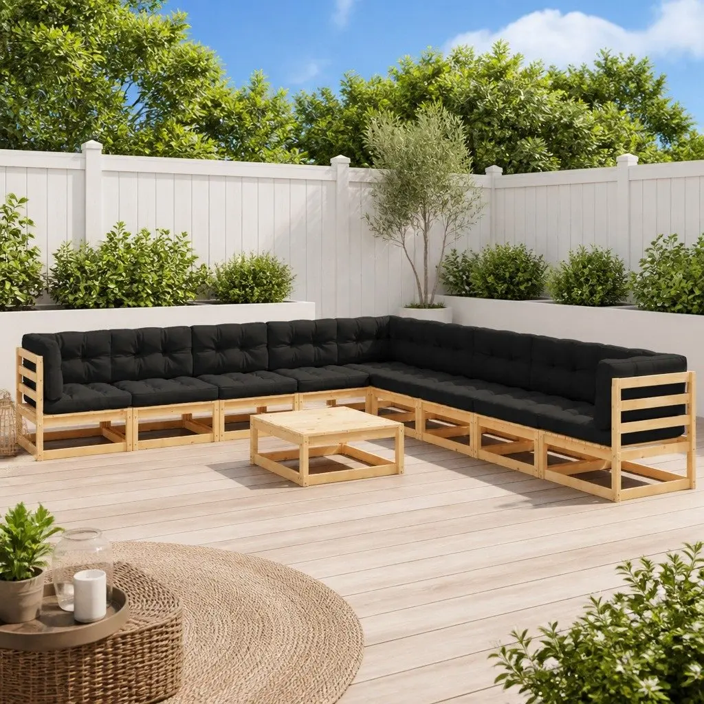 10 Piece Modular Garden Lounge Set with Cushions Outdoor Furniture Anthracite
