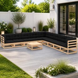 Value-Packed Pinewood Lounge Set for Outdoor Areas