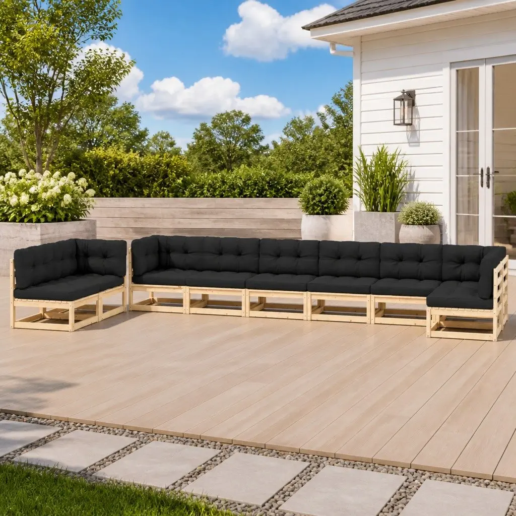 Garden Lounge Set 9 Piece Modular Sofa Outdoor Furniture Anthracite Cushions