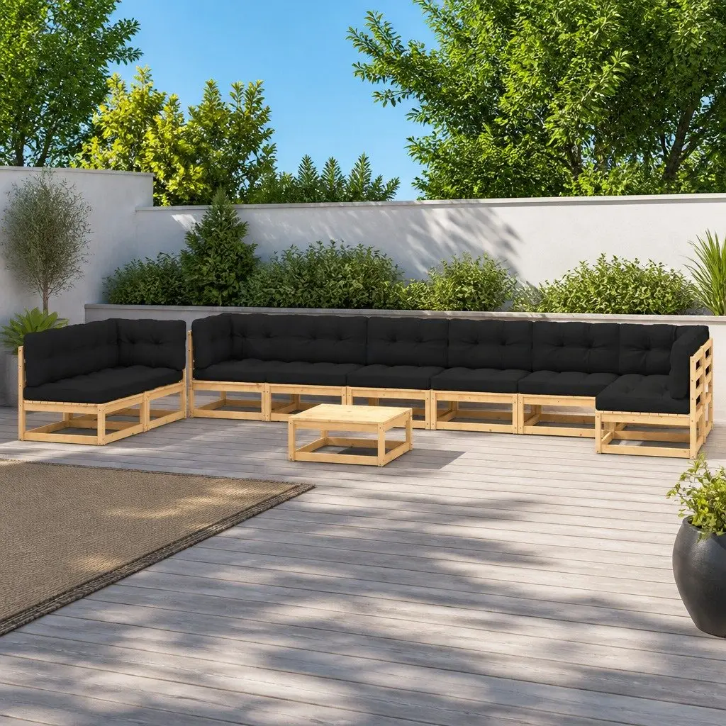 10-Piece Garden Lounge Set with Thick Cushions