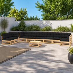 Reliable 10-Piece Garden Lounge Set with Thick Cushions