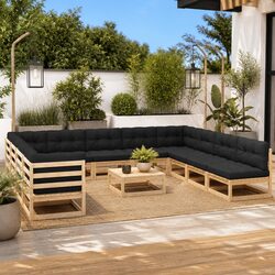 Garden Lounge Set 12 Piece Pallet Sofa Outdoor Furniture Pinewood Anthracite