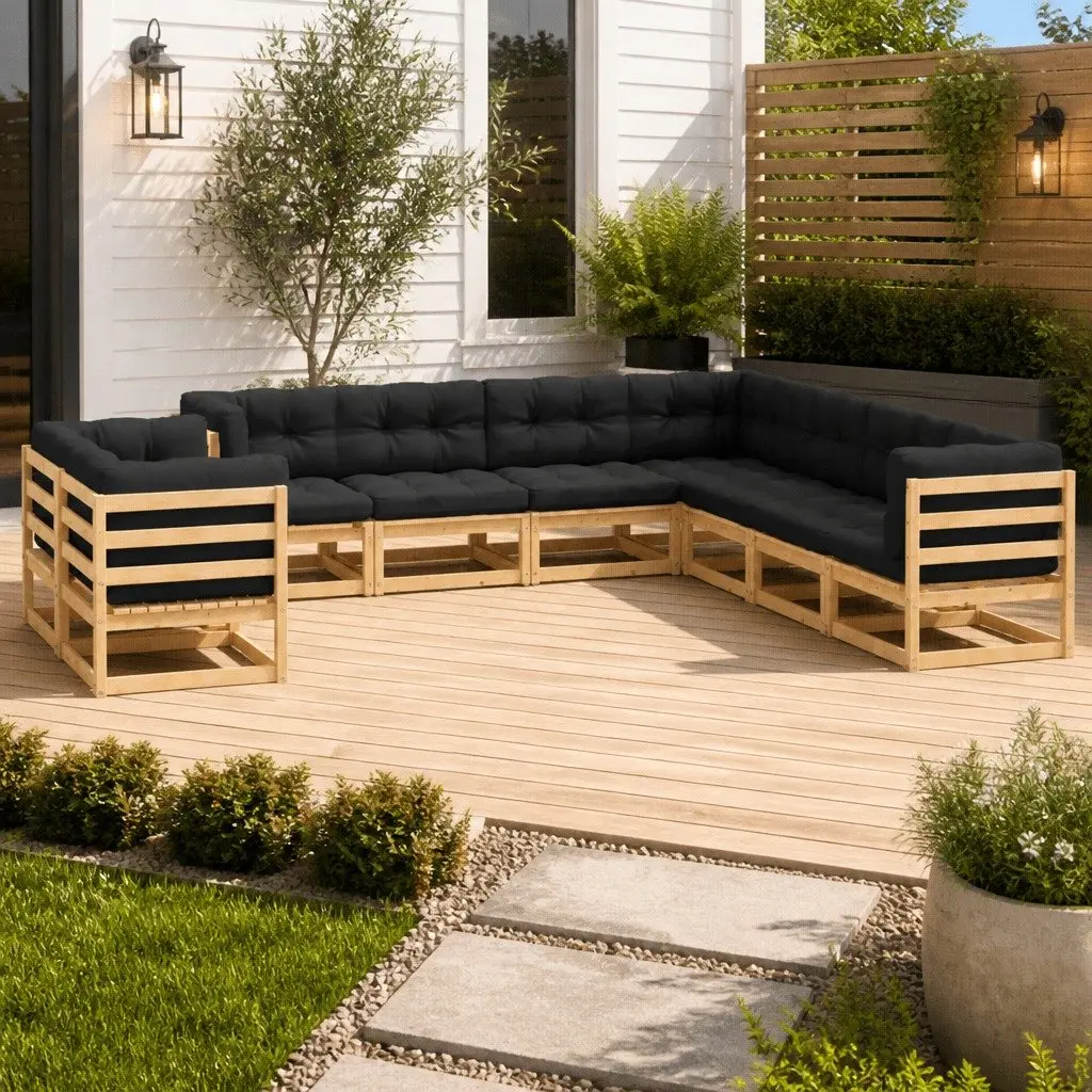 Garden Lounge Set 9 Piece Outdoor Furniture Pinewood Pallet Anthracite