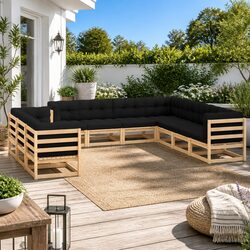 Comfortable 10-Piece Patio Lounge Set with Anthracite Cushions