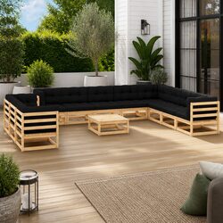Practical 12 Piece Outdoor Lounge Set with Anthracite Cushions