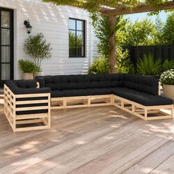 Reliable 10 Piece Garden Lounge Set with Soft Cushions