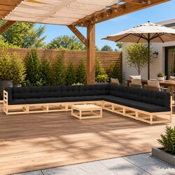 Reliable 11 Piece Lounge Set with Anthracite Cushions
