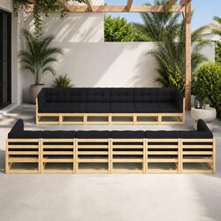 Comfortable Pinewood Garden Lounge Set - 12 Pieces