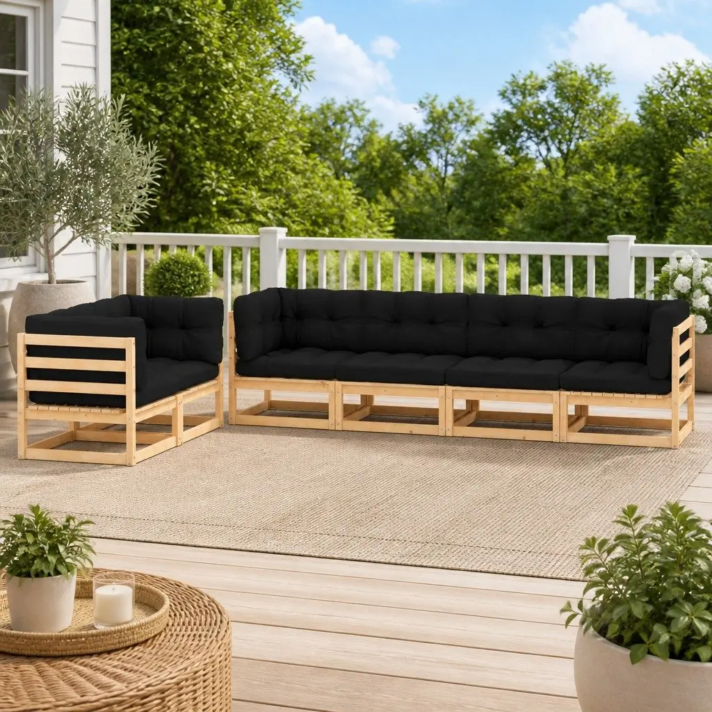 Garden Lounge Set 6 Piece Outdoor Furniture Pinewood Anthracite