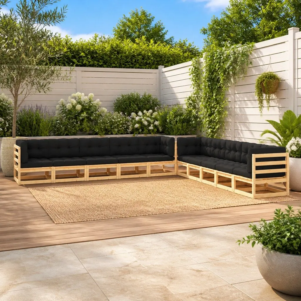 Garden Lounge Set 10 Piece Pallet Sofa Outdoor Furniture Anthracite