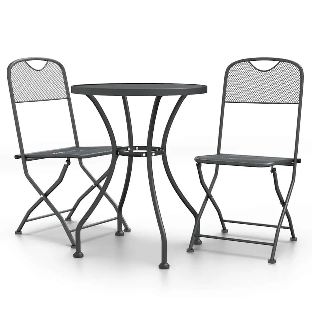 Garden Dining Set 3 Piece Anthracite Expanded Metal Mesh Outdoor Furniture